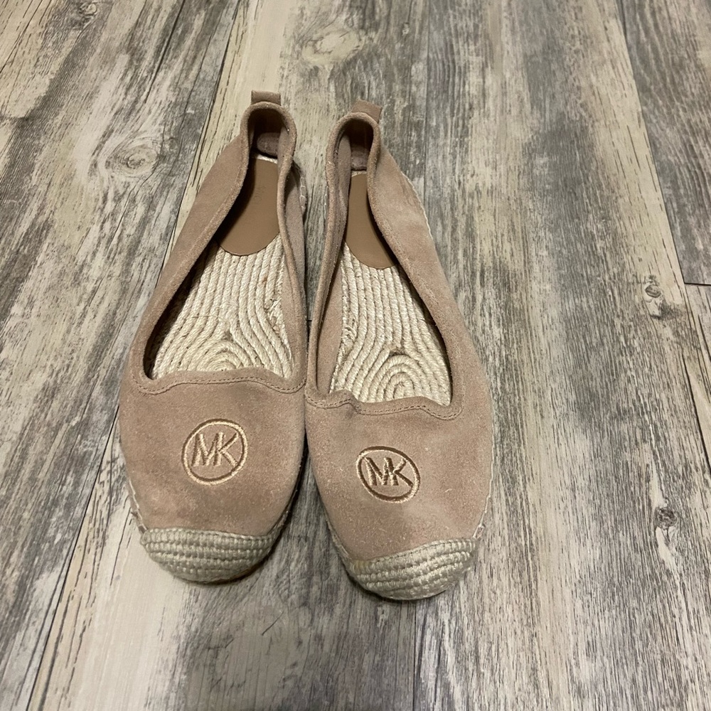 Michael Kors Womens Leather Espadrille Slip On Taupe/ Tan Sz 7.5